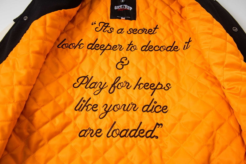 Geedup x Trapstar Inspired Letterman Jacket – Black/Cream/Orange | Streetwear NZ