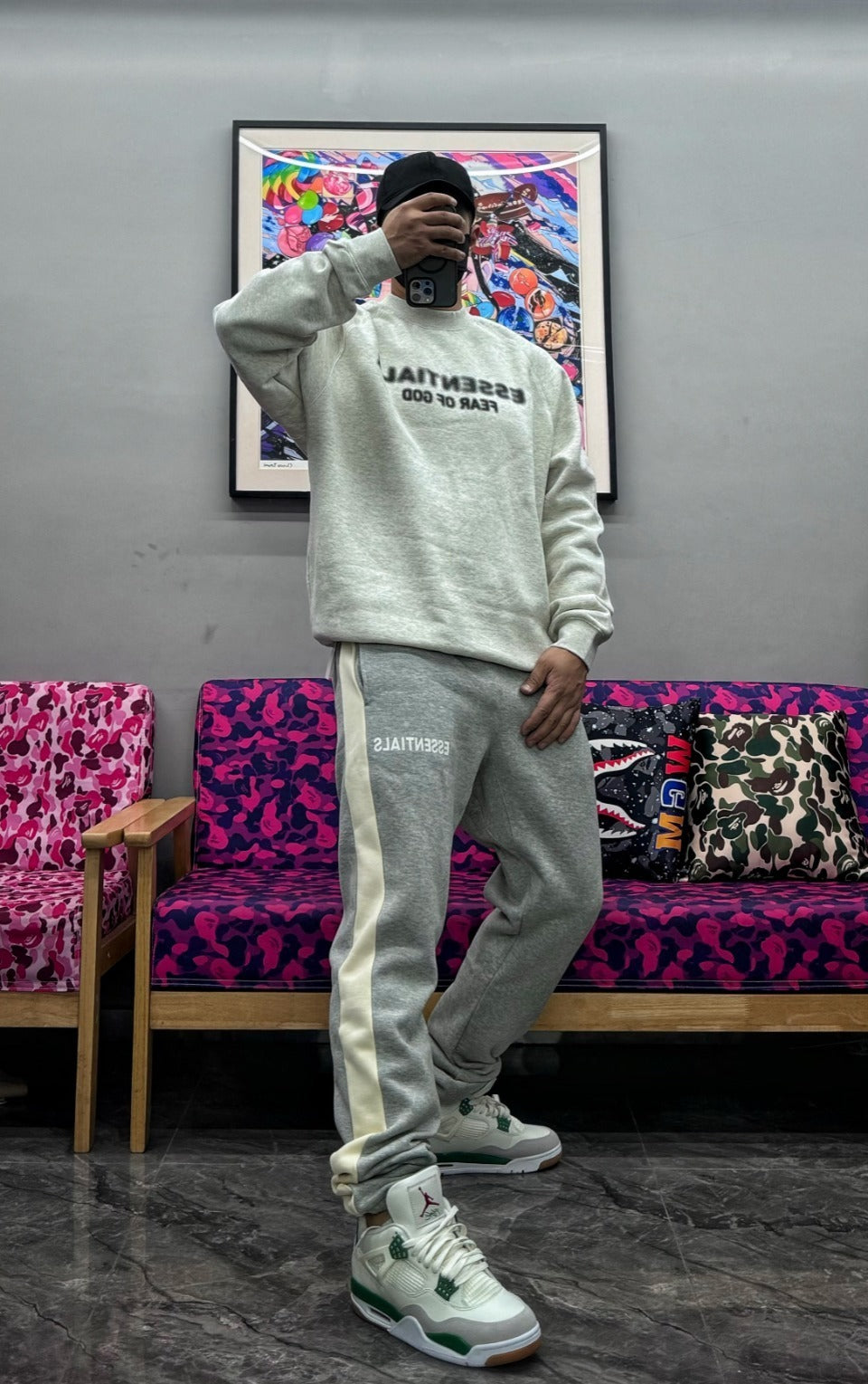 Inspired Fear of God – Inspired Double-Stitched White-Edged Webbing Pants.