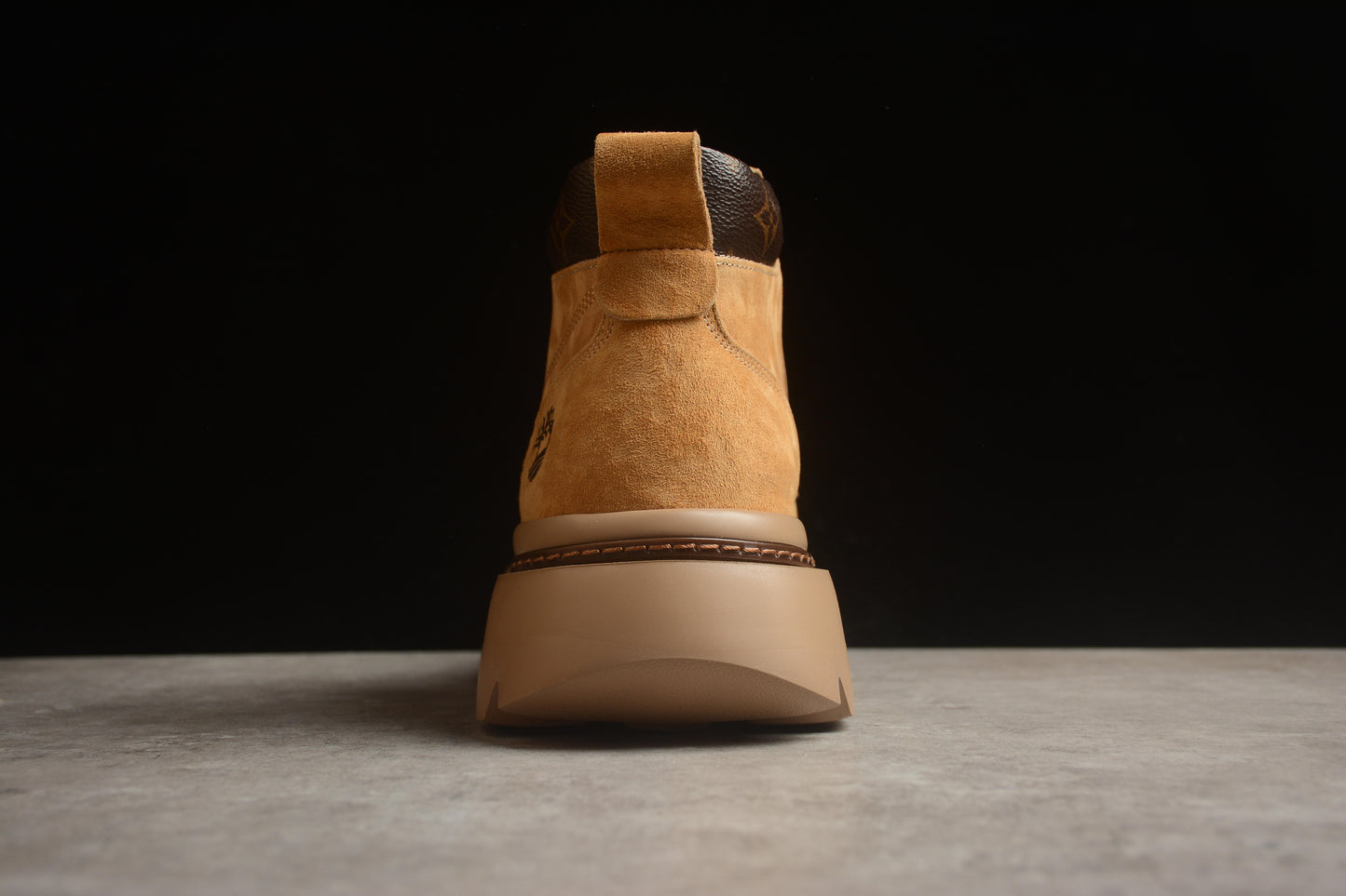 Yellow LV-style Timberland-Inspired boots.