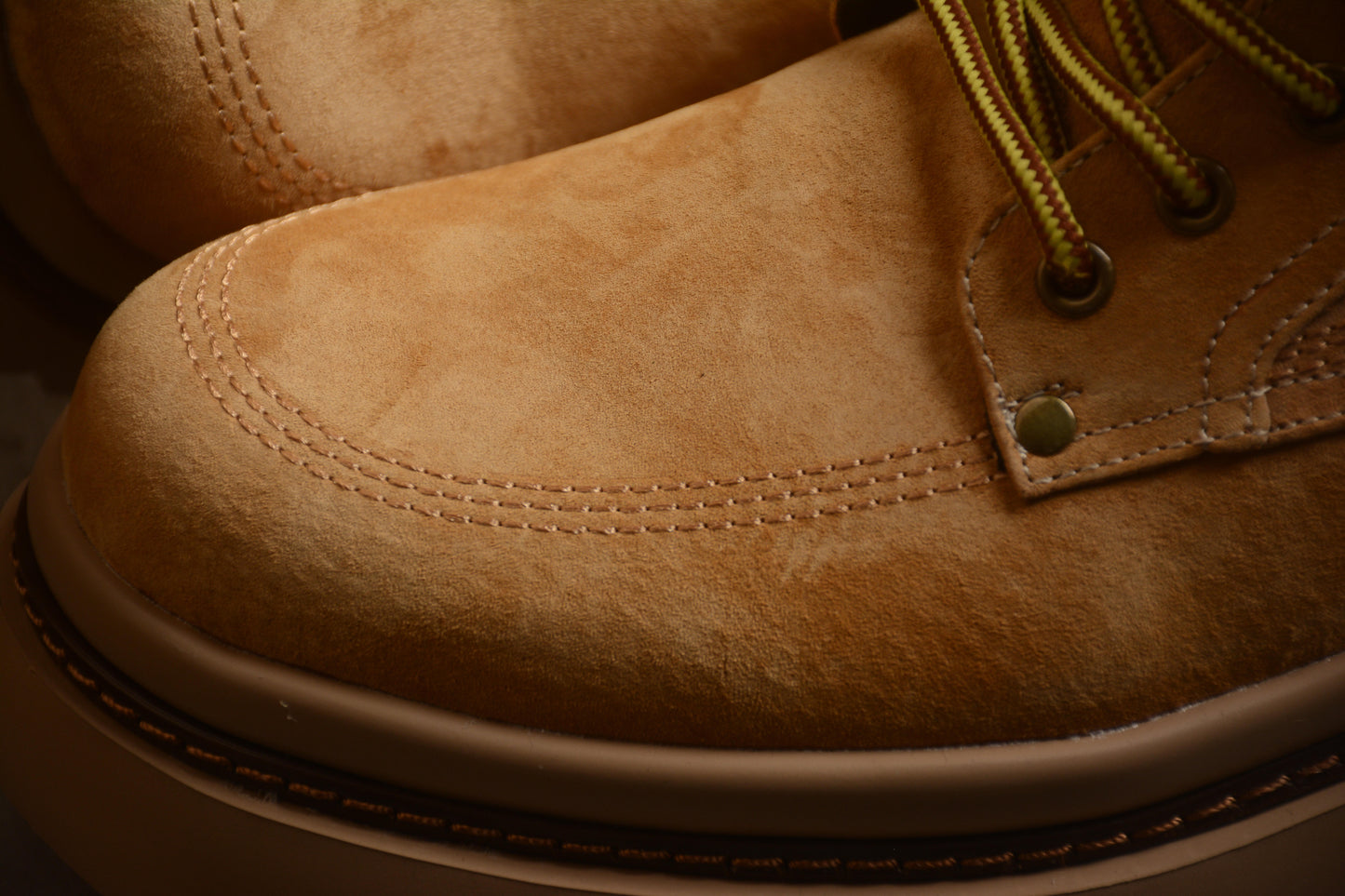 Yellow LV-style Timberland-Inspired boots.